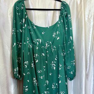 Abercrombie & Fitch Women’s | Green Floral Long Sleeve Mini Dress | Size Large